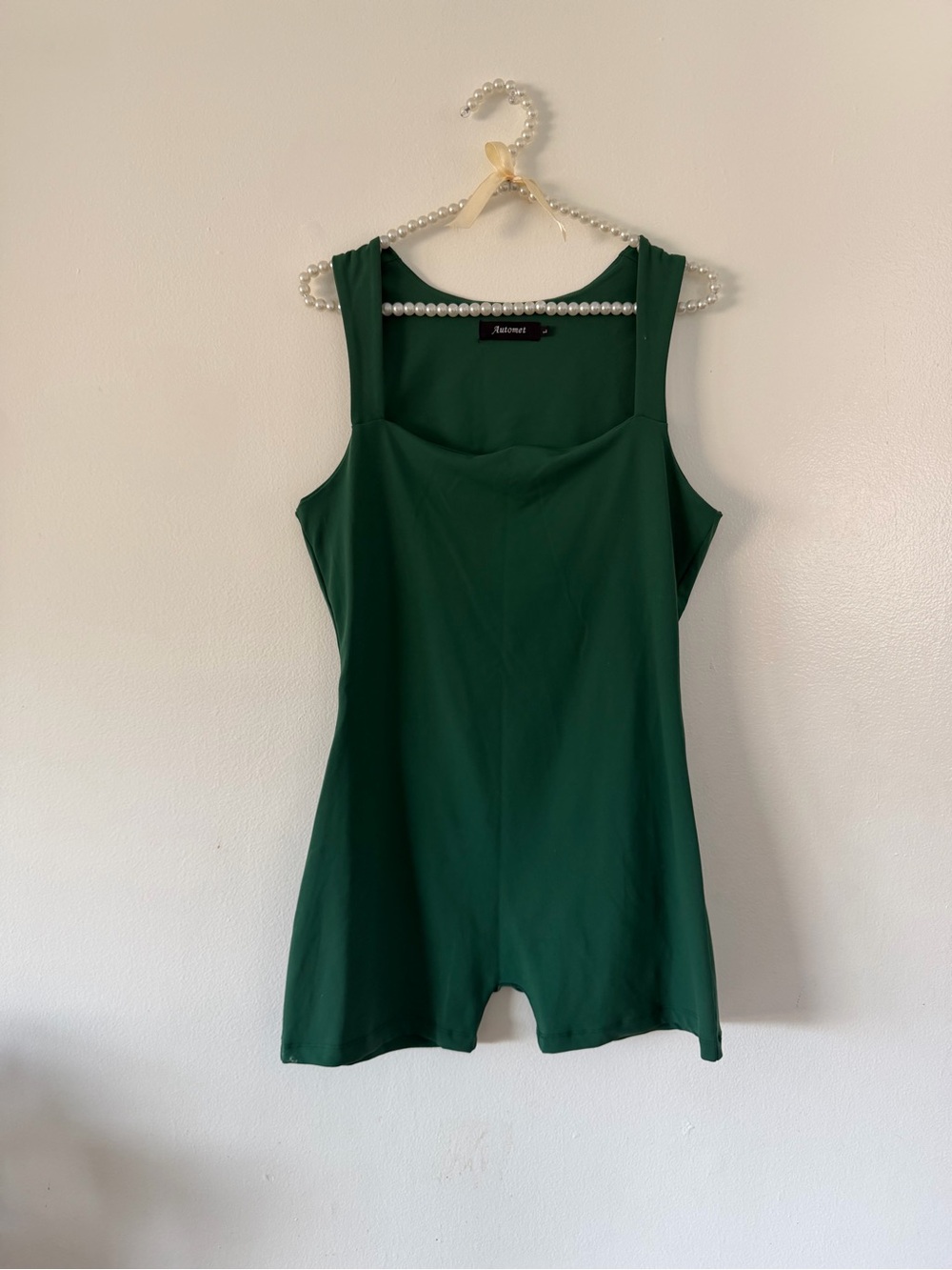 Sleeveless Forest Green Square-Neck Bodysuit